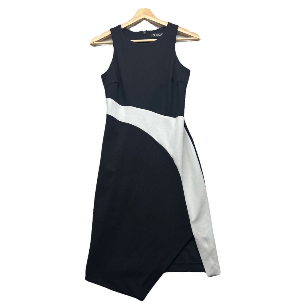 Guess Black & White Stretch Sleeveless Slit Panel Bodycon Dress Size 2
